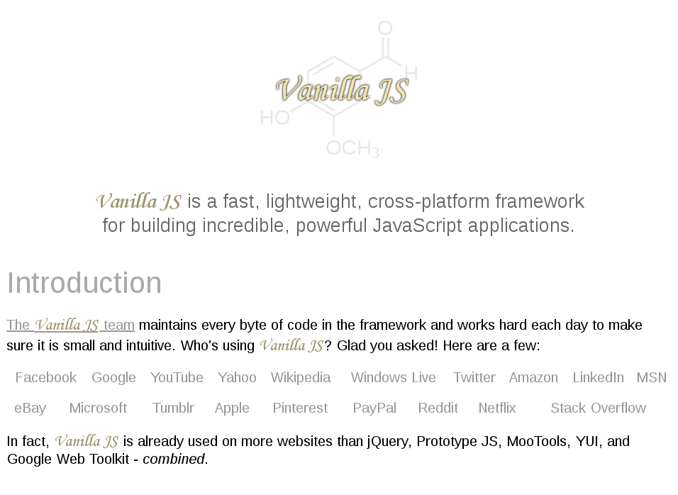 Vanilla-js.com screenshot.