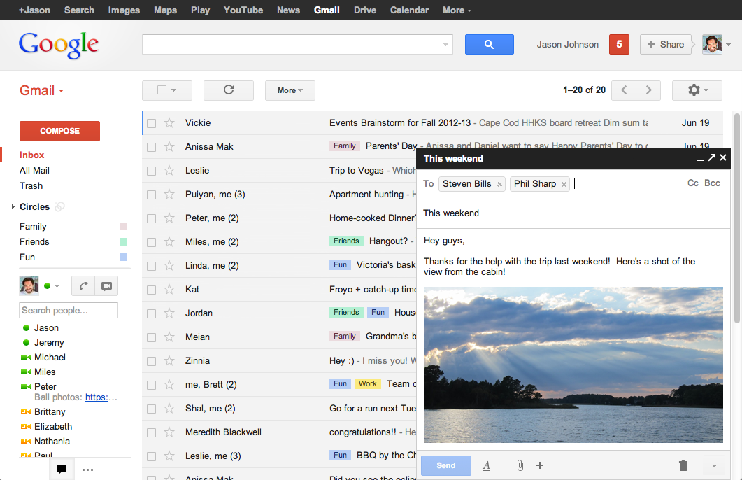 Screenshot of Gmail.