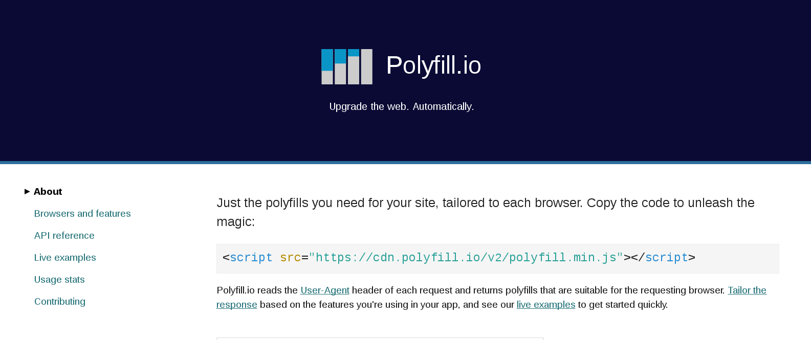 Polyfill.io screenshot.
