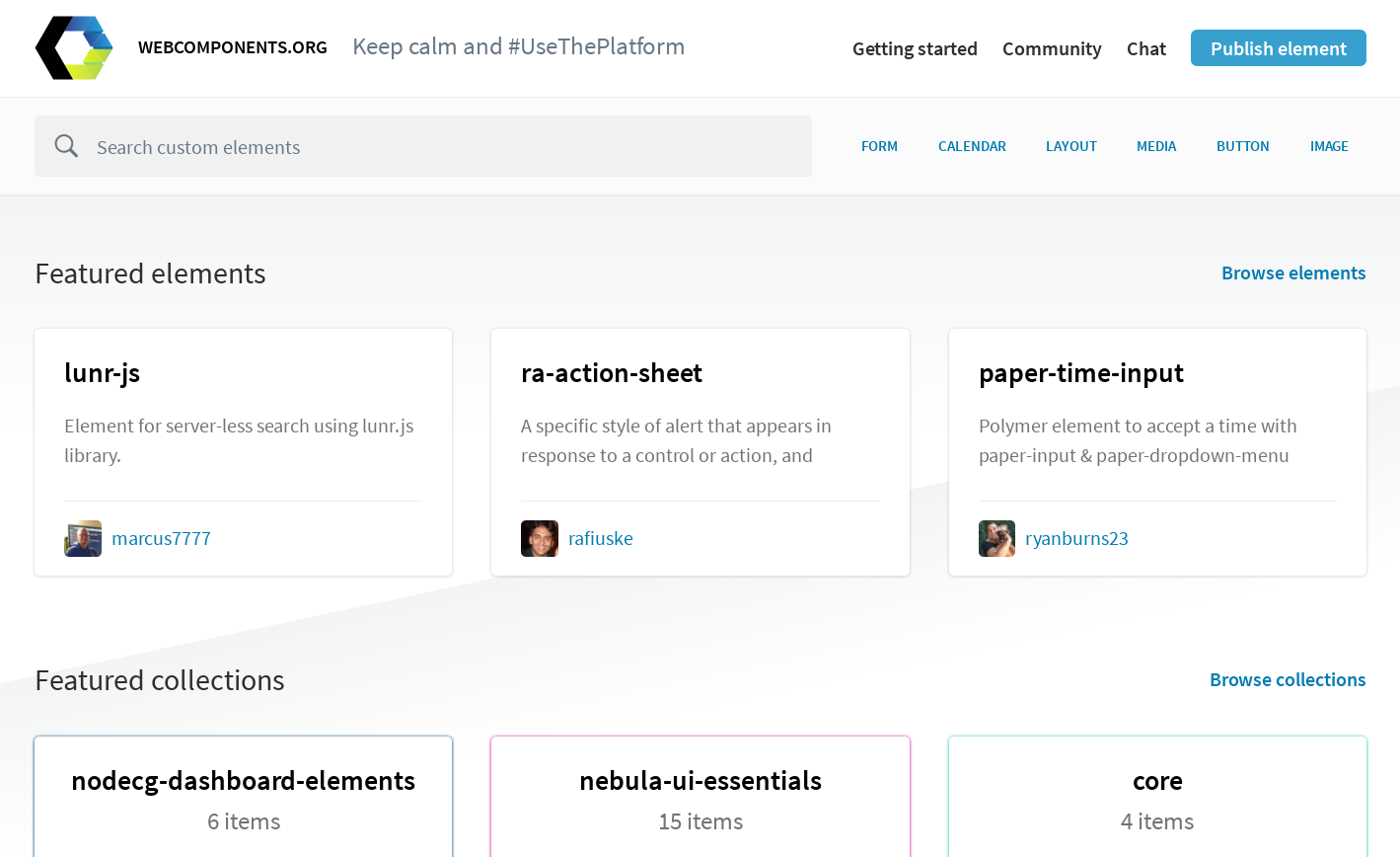 Webcomponents.org collection of web components.